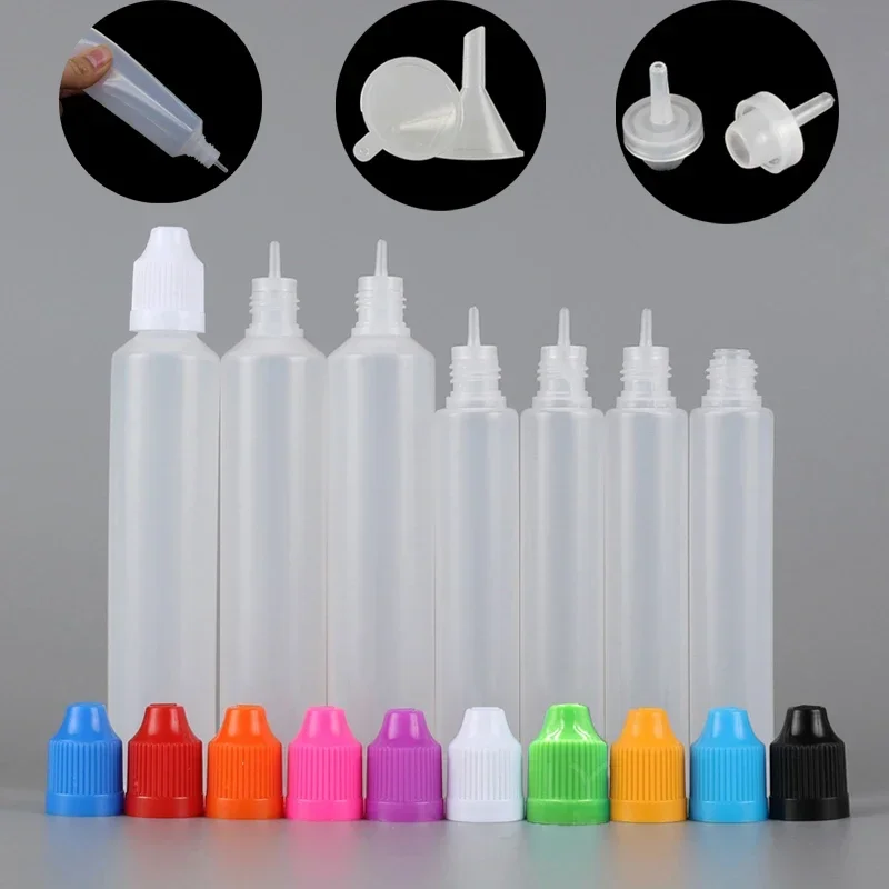 5 stks 30 ml 60 ml Plastic Druppelflesjes met Kindveilige Dop en Dunne Tips Inkt Vloeibare Applicator LDPE Pen Vormige Knijpbare Fles