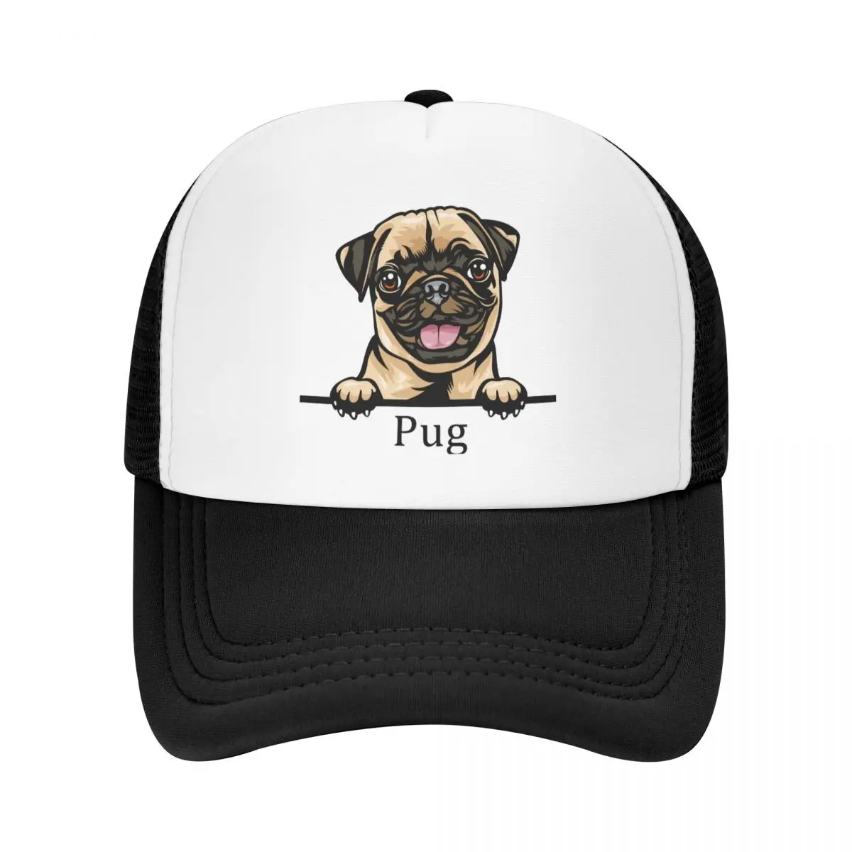 Custom Classic Peeking Dog Pug berretto da Baseball uomo donna regolabile Pet Animal Trucker Hat Performance