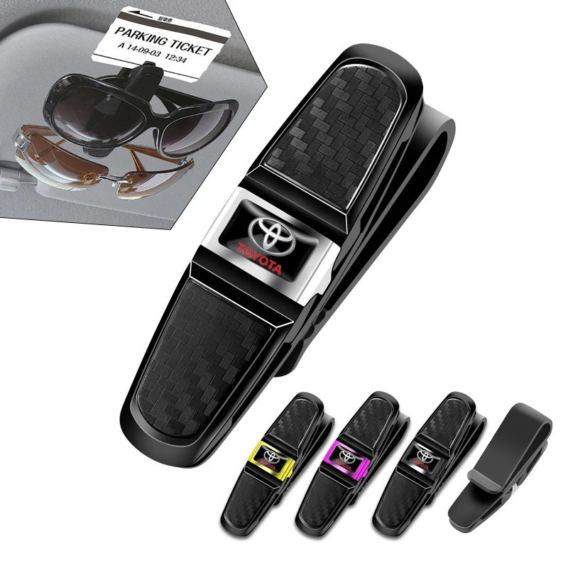 Clip para parasol de coche, gafas de sol con rotación de 360 grados, abrazadera para tarjeta de billete para Toyota TRD Fortuner Highlander Mark-X Mirai Hillix Picanto Rav4