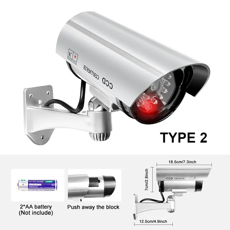 1Pc Dummy Beveiligingscamera Watreproof Indoor Outdoor Nep Cctv Bewakingssysteem, Rood Knipperende Led-Lampjes, Geen Bedrading Vereist