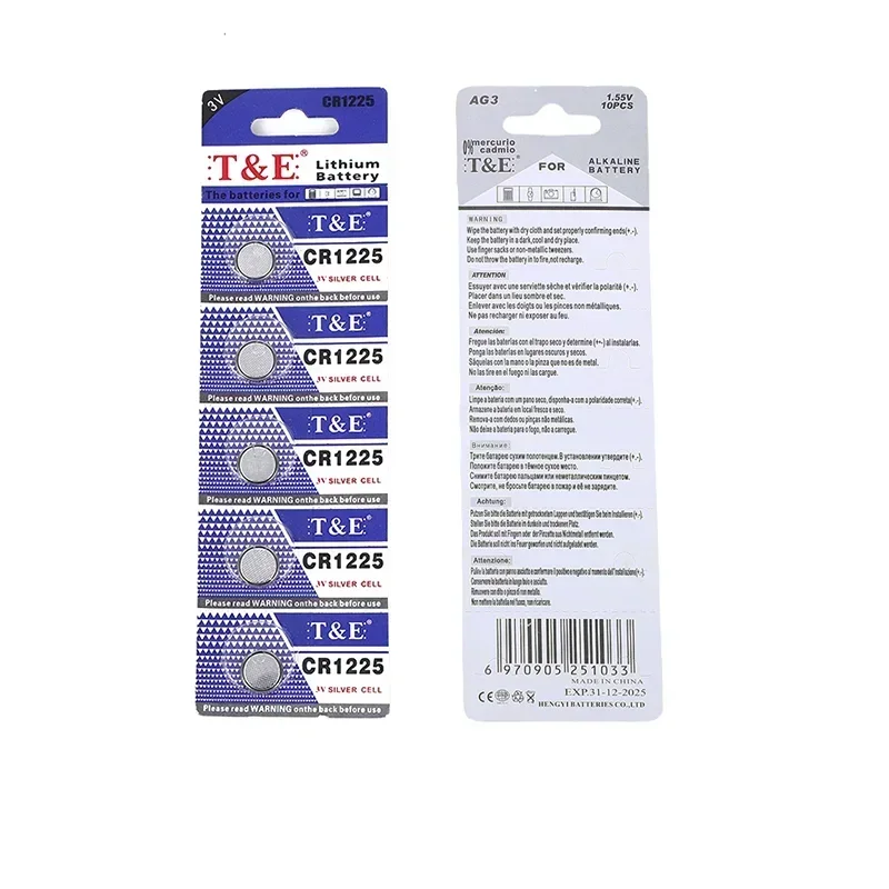 100PCS เซลล์เหรียญ CR1225 แบตเตอรี่ปุ่ม BR1225 LM1225 DL1225 CR 1225 ER1225GP 3V แบตเตอรี่ลิเธียมสําหรับนาฬิกากุญแจรถระยะไกล