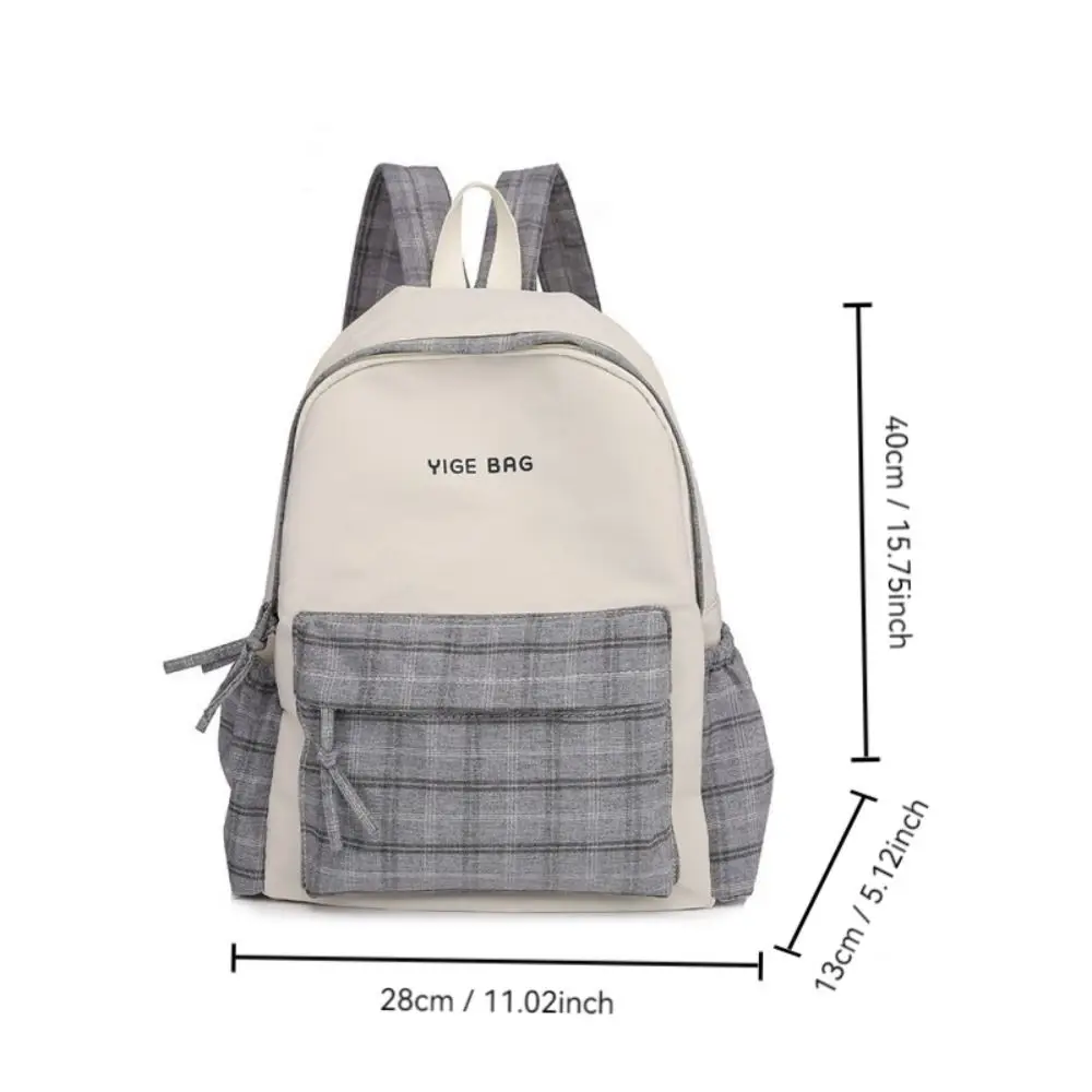 Retro Large Capacity Student Schoolbag Waterproof Plaid Plaid Backpacks Zipper Canvas Student Backpacks Adults