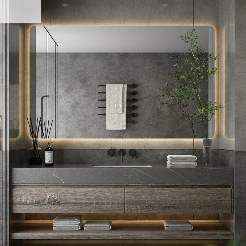 

Современный простой встроенный шкаф для ванной комнаты из цельного дерева, умный умывальник для ванной комнаты