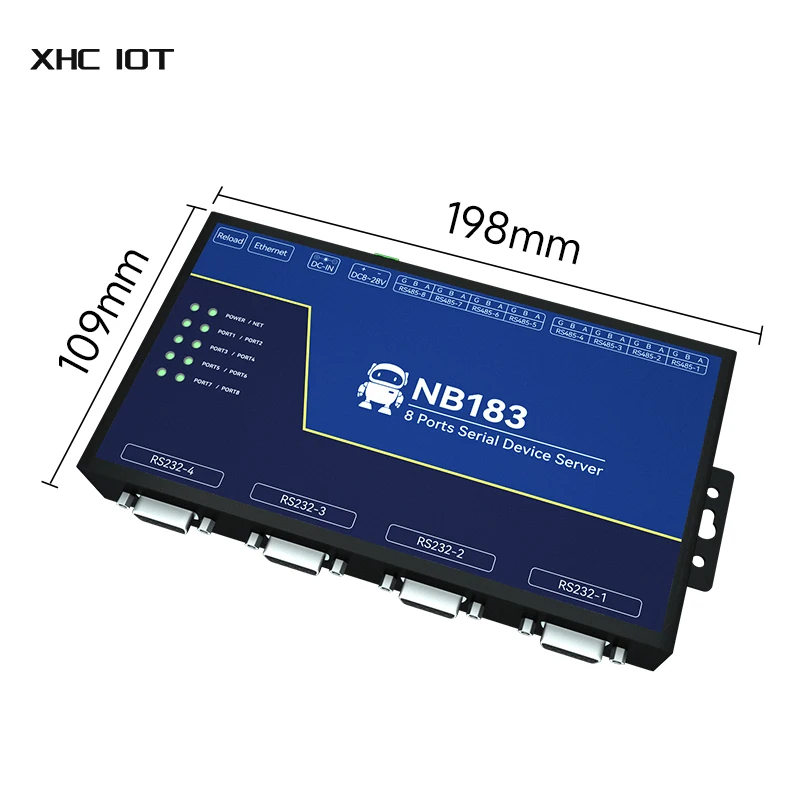 8-Channel Serial Server XHCIOT NB183S RS485/232/422 to RJ45 ModBus RTU to TCP MQTT/HTTP IOT Module Build-in Watchdog