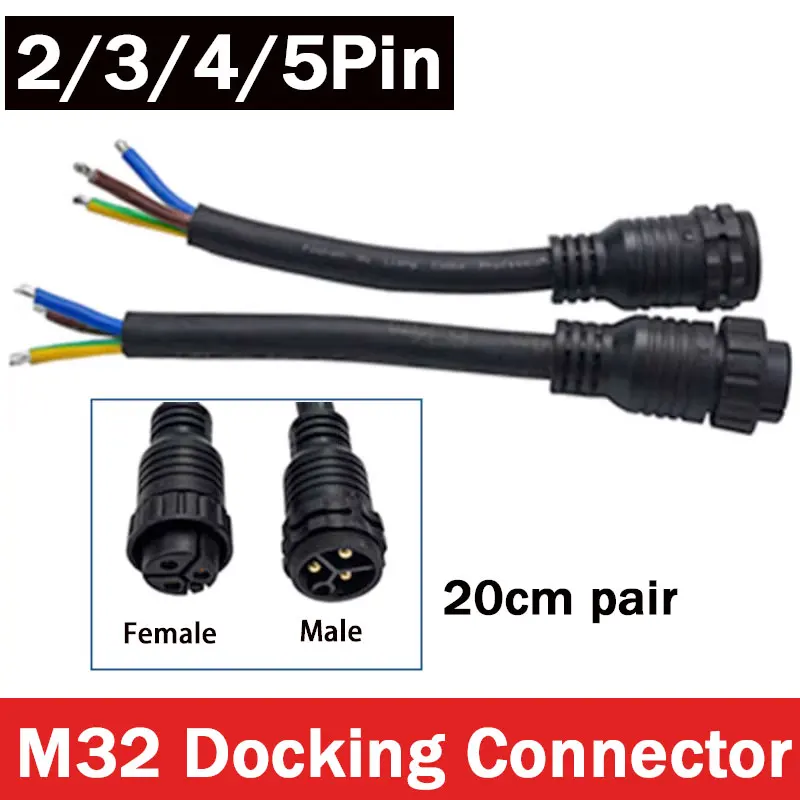 

M32 стыковочный разъем 2-контактный 3-контактный 4-контактный 5-контактный промышленный мощный водонепроницаемый авиационный разъем нейлоновый штекерный и женский разъем