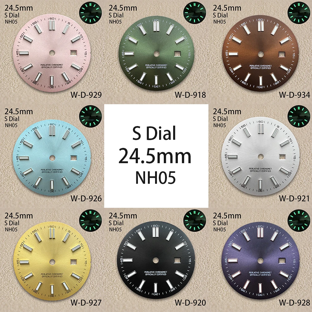 28.5/29/29.5/24.5/31.8 mm Starry S Dial Fit NH35/NH36/NH05/VK63/VK64 Movement Green Luminous Watch Modification Accessories