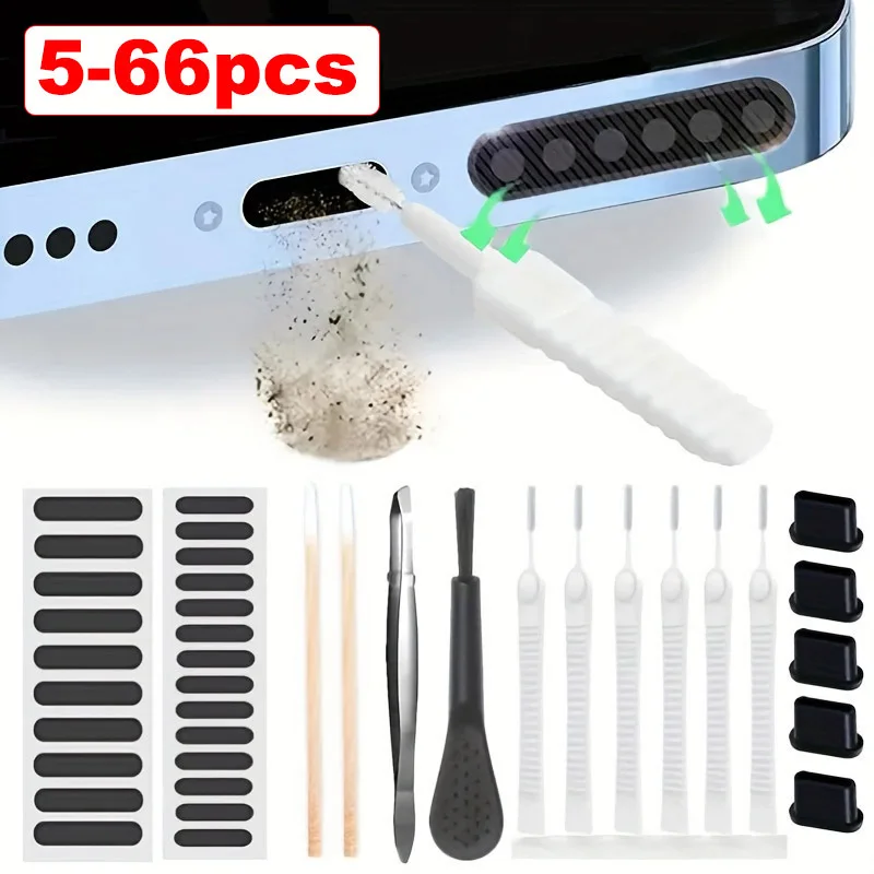 5-66 pçs universal telefone alto-falante porta kit de ferramentas limpeza remoção poeira conjunto para iphone samsung xiaomi escova cotonetes filtro ar