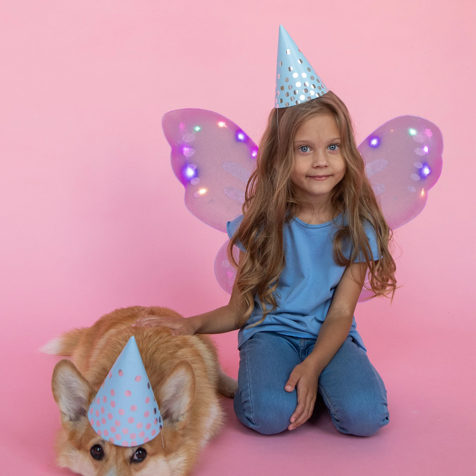 

Glowing Fairy Wings LED Light-Up Decorative Butterflies Costume Accessory for Kids Party Dress Up Role Play for Girls