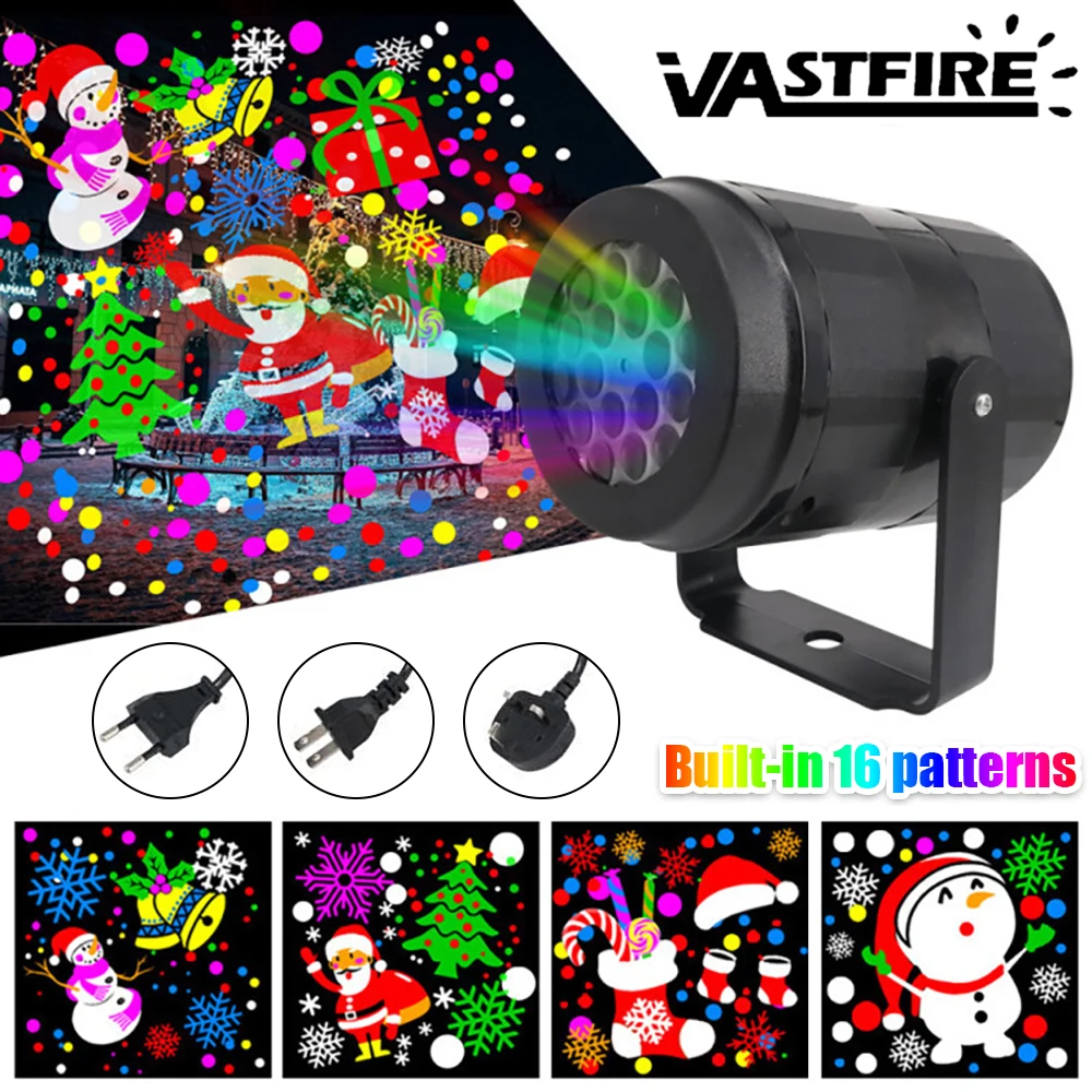 

Christmas Projector Stage Light Led Projector Light Built-in 16 Patterns Indoor Outdoor Laser Lamp For Party New Year Holiday