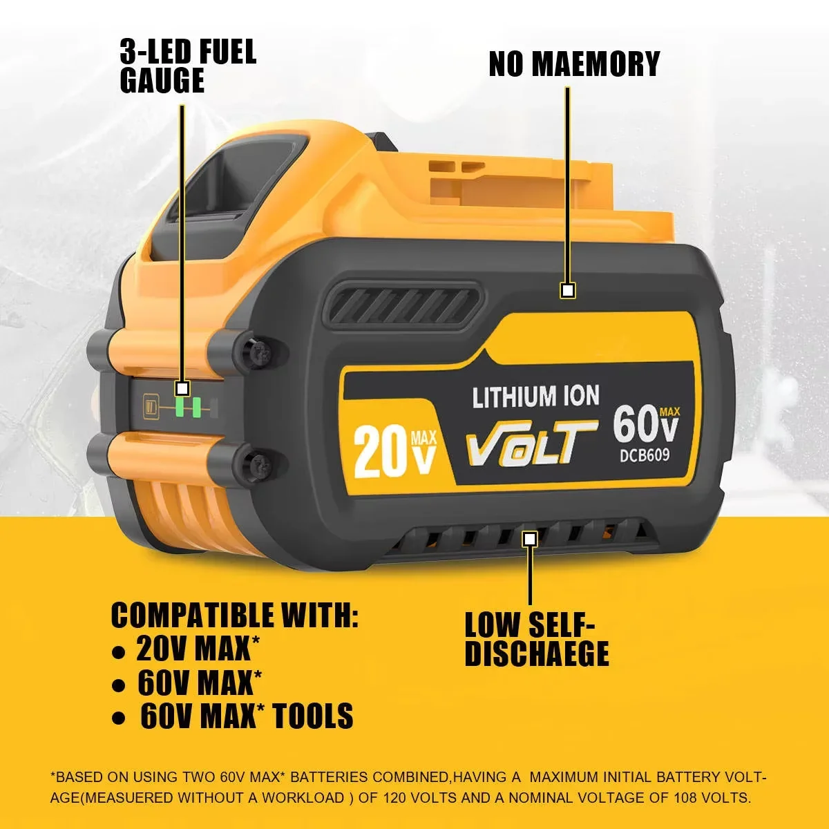 

60V 9000mAh For Dewalt DCB609 Battery Replacement Li-ion Battery DCB200 DCB205 DCB606 DCB206 DCB209 DCB182 Power Tool Battery