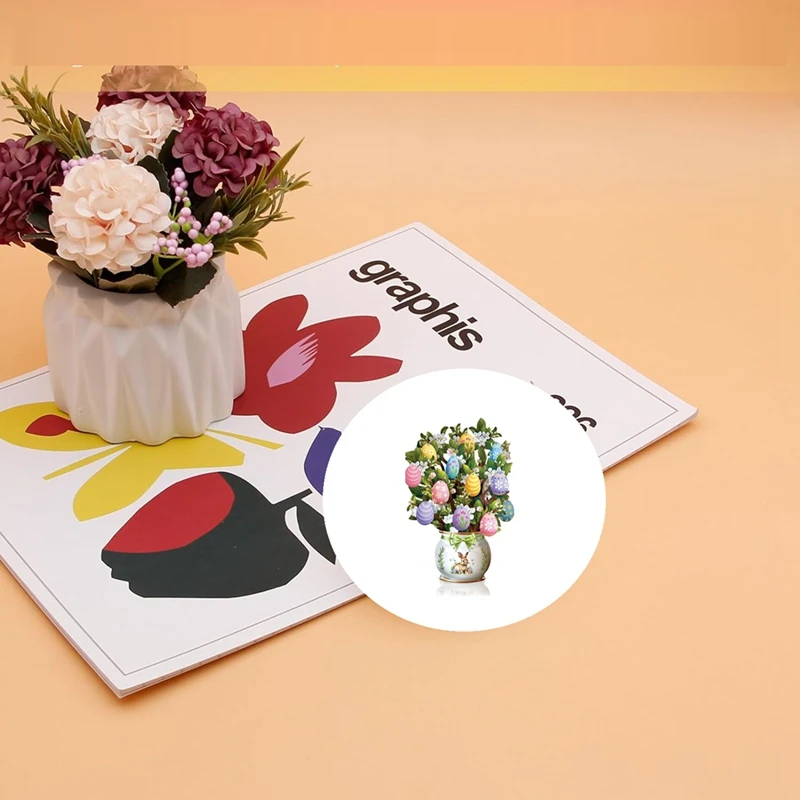 Бумажные открытки, пасхальное яйцо, натуральный букет цветов вечная жизнь, 3D открытки с пустыми открытками для заметок, простая установка