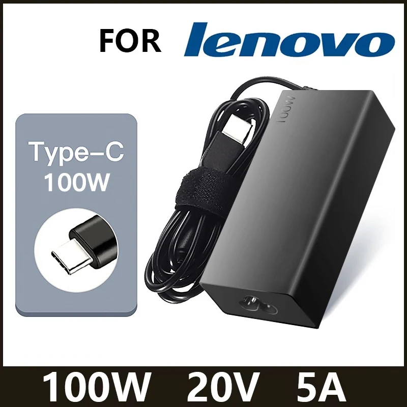 20V 5A 100W USB Type C Charger for Lenovo ThinkPad T15 T590 X1 ThinkBook E14 Yoga Slim 7 Pro Gen5 IdeaPad S940 AC Laptop Adapter