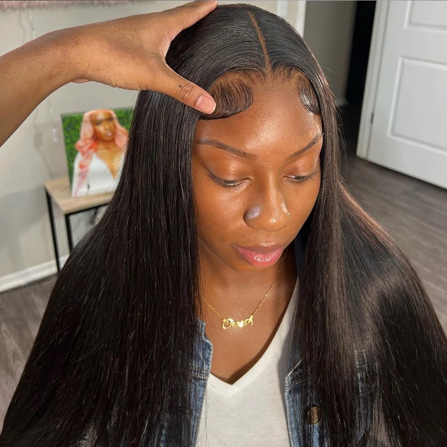Ottilia 13x6 Lace Frontal Echthaar Perücke 360 13x4 gerade Lace Front Perücken vorgezupfte brasilianische Perücken für schwarze Frauen 40 Zoll