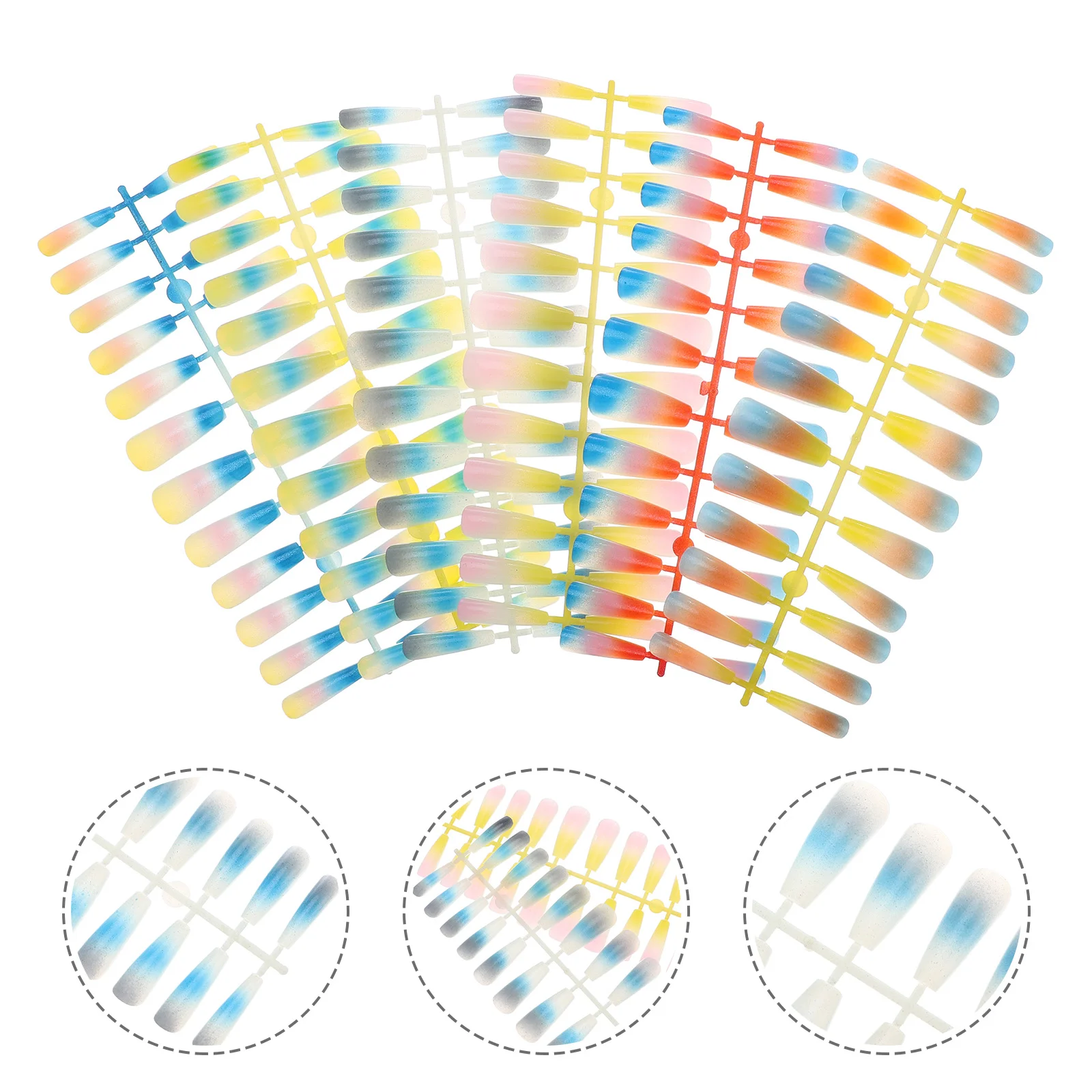 144 قطعة من الأظافر المزيفة المتدرجة للأطفال، تغطية كاملة للفتيات الصناعيات، ديكور للأطفال