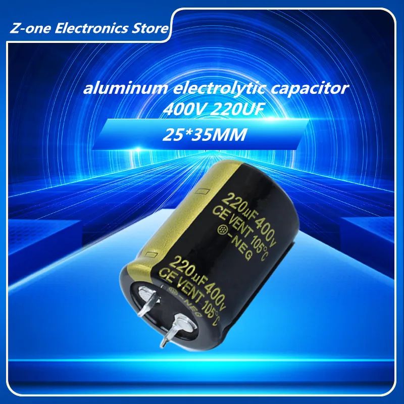 2-10pcs 400V220UF 400V 220UF 25X35mm High quality Aluminum Electrolytic Capacitor High Frequency Low Impedance ESR