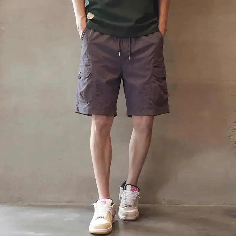 2026 New Japanese Style Multi-Pocket Cargo Shorts for Men, Summer American Casual Knee-Length Shorts, Stylish Sports Pants
