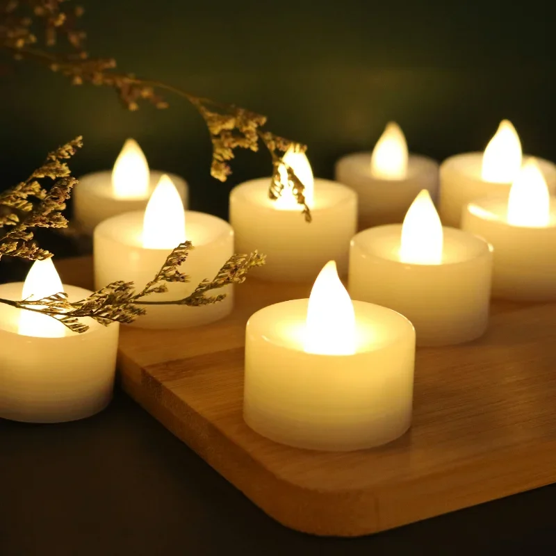 

12PCS Flameless LED Tealight Candles Battery Operated Pillar Candle Bluk for Home Wedding Birthday Party Romantic Decoration