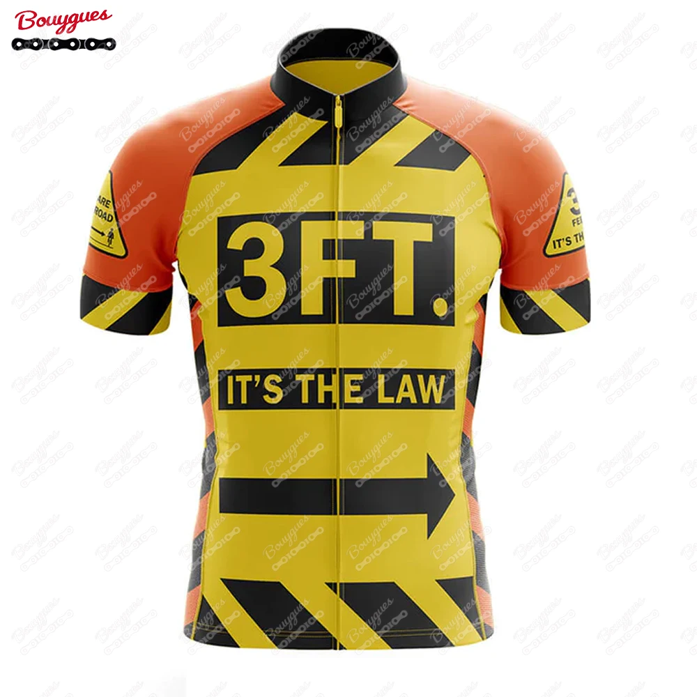 3 Feet Safety Cycling Jersey for Men Short Sleeve Reflective MTB Maillot Downhill Pro Team Mountain Bicycle Clothing Summer New