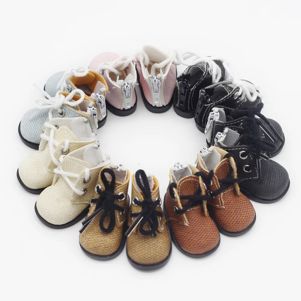 4.5cm*2.5cm Doll Shoes for Cotton Doll Mini Martin Boots with Zipper 1/6 1/8 BJD Short Boots DIY Accessories Girls Toys