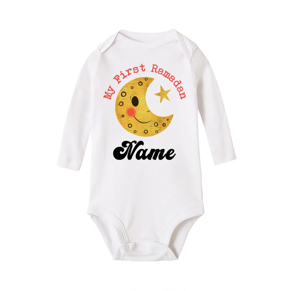 Personalized Ramadan Baby Bodysuit Custom Name Newborn Eid Jumpsuit Infant Ramadan Romper Islamic Muslim Holiday Babies Outfits