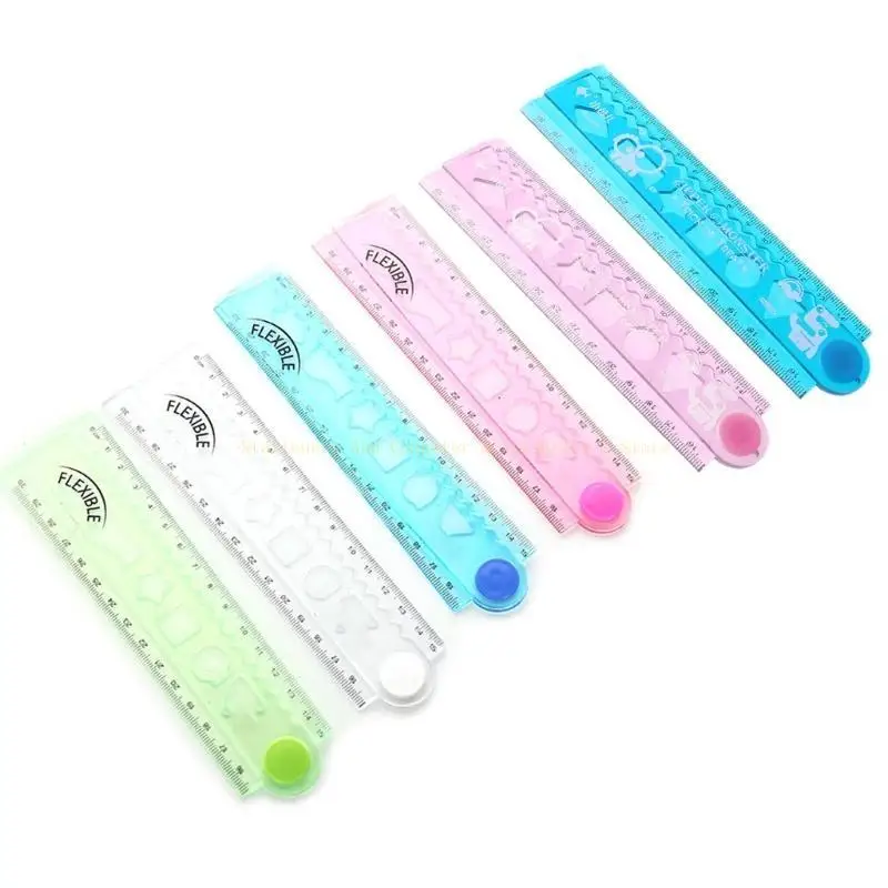 30cm Korean Flexible Folding Ruler Multifunction Plastic Drawing Rulers Office S
