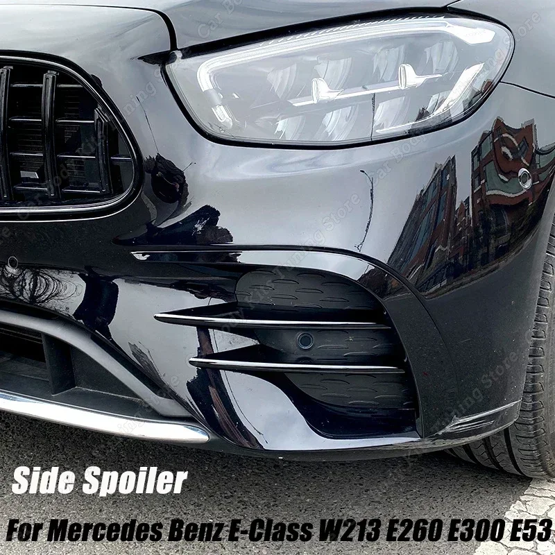 For Mercedes Benz E-Class W213 E200 E300 E53 2021-2023 Car Front Bumper Lip Spoiler Wind Knife Trim Body Kits Splitter Tuning
