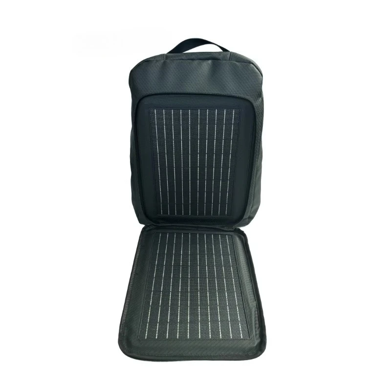 20 Watt Black Leather Solar Backpack Lightweight Solar Panels High Quality Outdoor Use Unisex