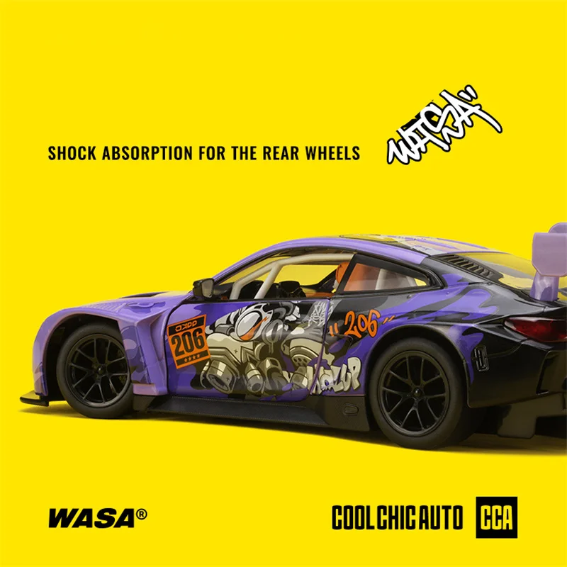 WASA Joint Edition 1:24 BMW M4 GT3 AUDI R8 LMS Alloy Sports Car Model Diecast Metal Track Racing Car Model Sound Light kids Gift