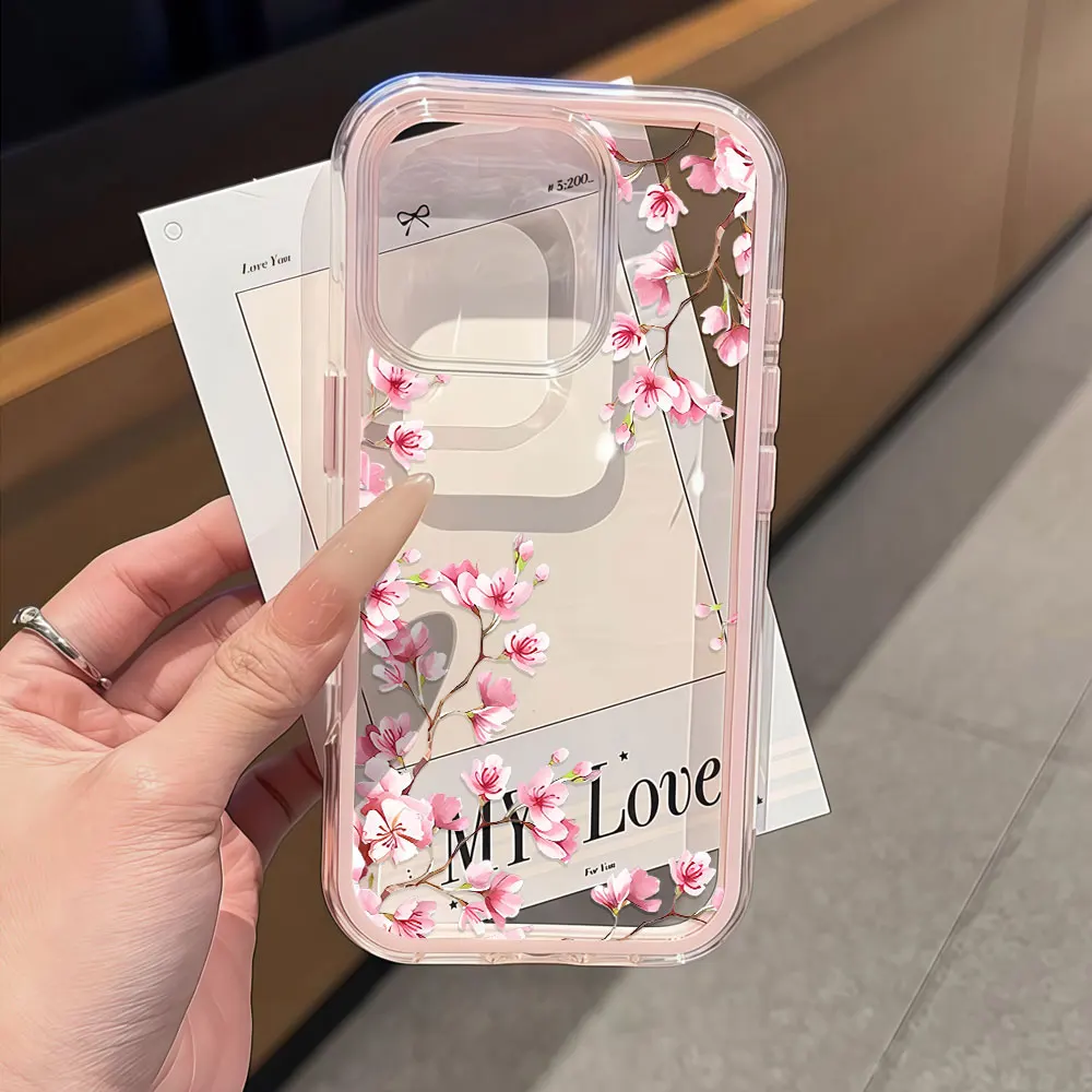 Langlebige, niedliche Pfirsichblüten-Handyhülle für Galaxy A57 A37 A55 A54 A35 A36 A15 A16 S23 S24 S25 S22 FE S26 Ultra Plus, transparente Hülle – Detail 1