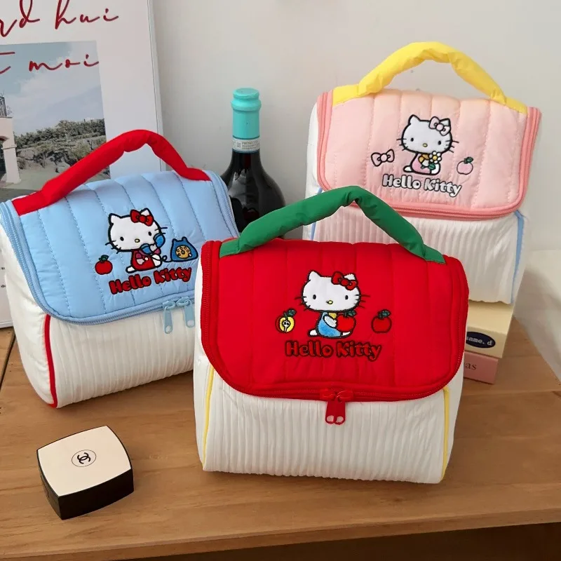 Olá kitty saco de cosméticos bolsa feminina saco de maquiagem dos desenhos animados organizador de maquiagem kawaii viagem bolsa de higiene pessoal designer kit de higiene pessoal