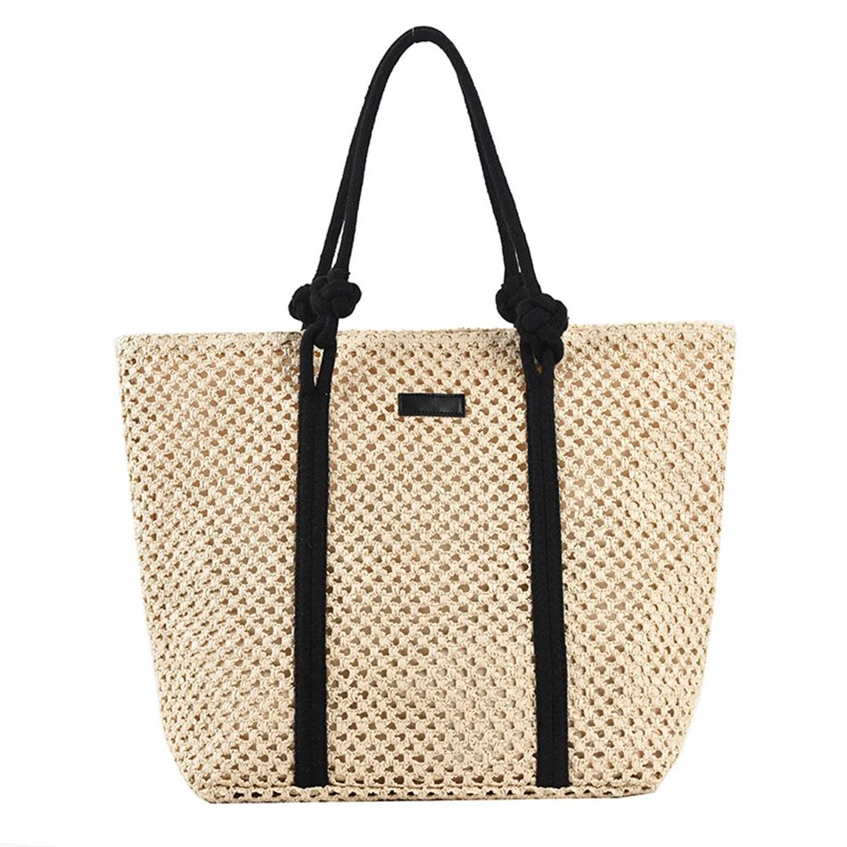 Trendy Straw Women Tote Bag Luxury Designer 2022 Rattan Woven Handbags Handmade Travel Shopper Shoulder Bag Casual Beach Bag New