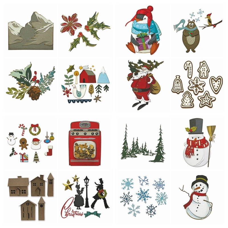 Merry Christmas Santa Claus Snowman House Metal Cutting Dies DIY Crafts Card Album Making Scrapbooking Stencil New Dies 2021 08