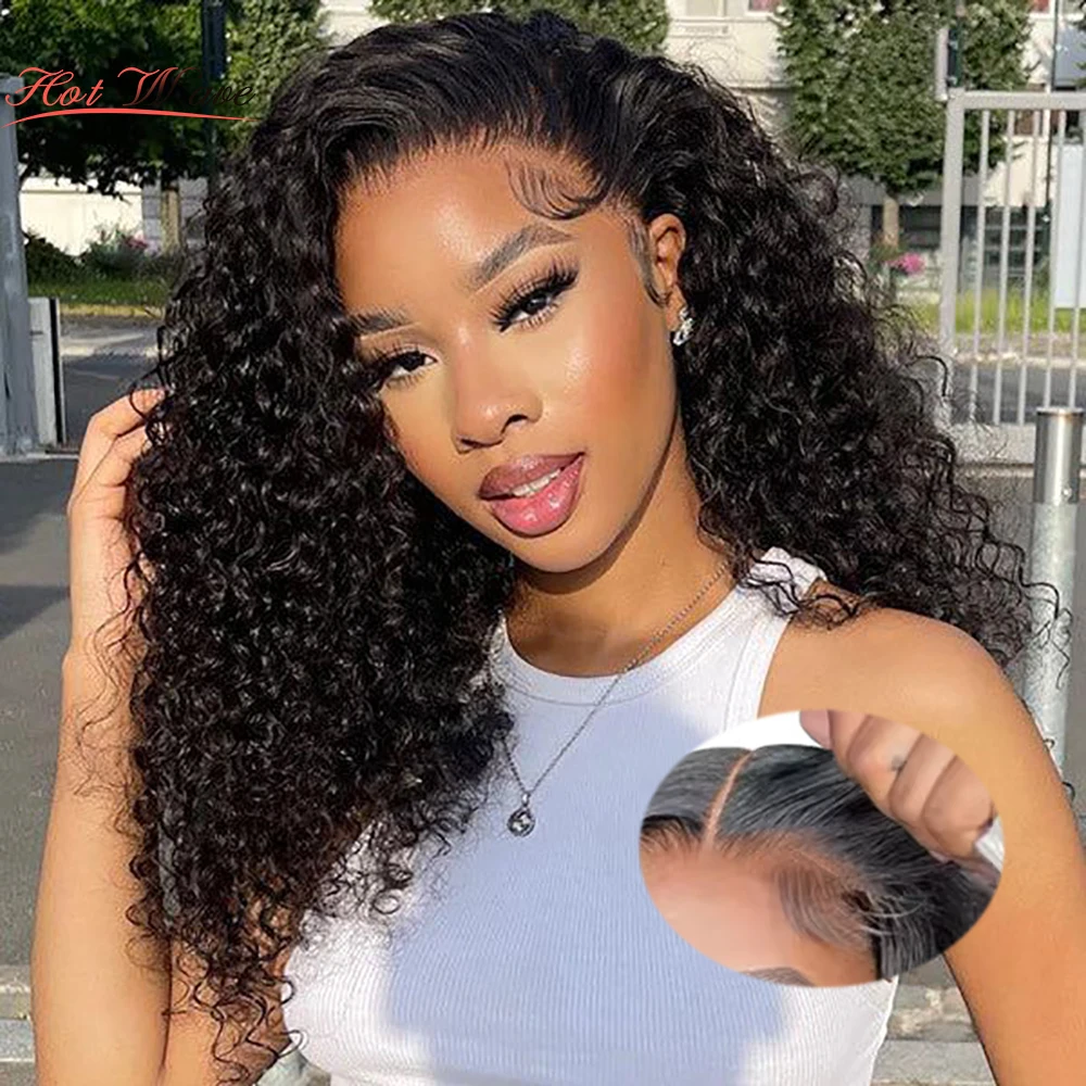 6x4Put On And Go Glueless Bob Human Hair Curly Wig Deep Wave Lace Front Wig Pre Plucked Pre Cut Lace Ready To Wear Natural Black