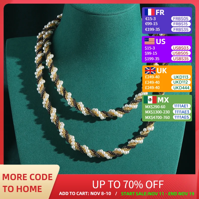 

Vintage Long Choker Necklaces Pearl Collar Black Beads Antique Gold Color Woman High Quality Luxury Designer Jewelry 2025