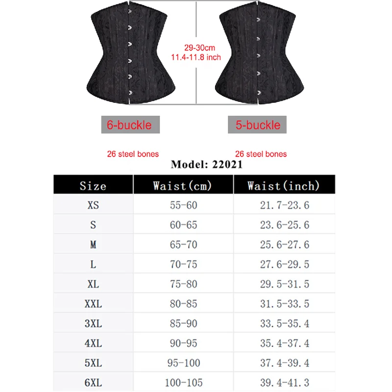 Underbust Black Corset Woman Belt Plus Size Top Short Faja Gaine Steel Boned Slimming Waist Corsets for Women Body Shapewear