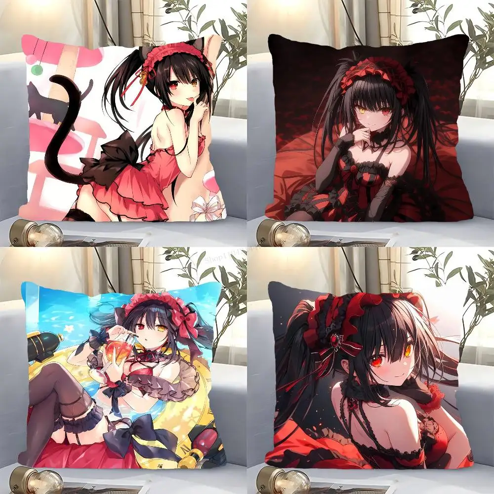 Tokisaki Kurumi Anime DATE A LIVE Pillow Case Fashion Square Pillowcase Bedroom Sofa Room Ins Decoration Leisure