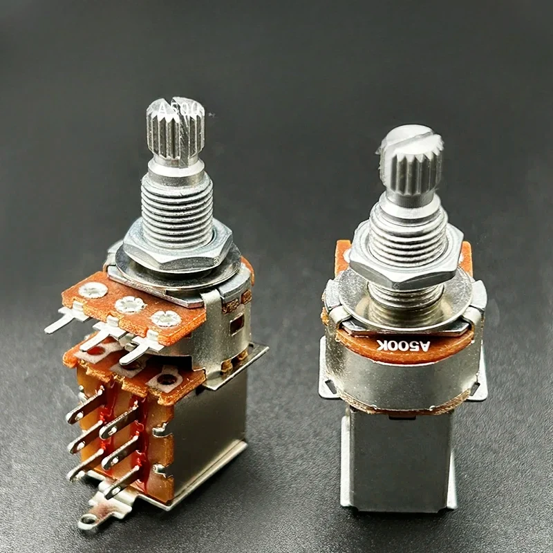 

10Pcs Guitar Switch Control Pot Push/Pull Pots with Straight Terminal Block Pickup Coil Splitting Potentiometer A500K/B500K