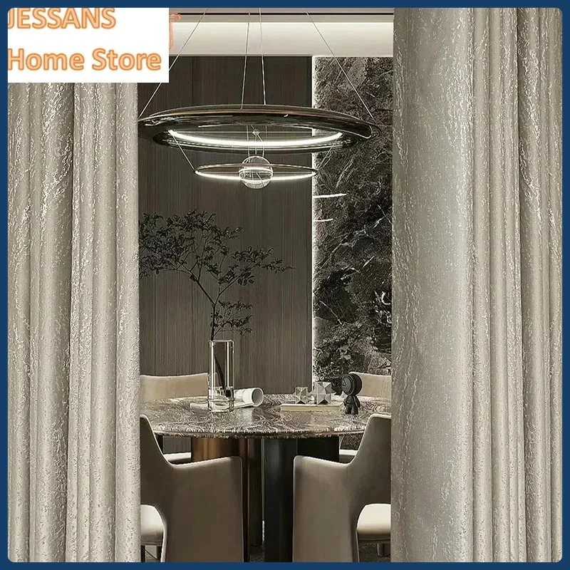 

Light Luxury Style High-precision Imitation Silk Gold Jacquard Satin Pearlescent Texture High-end Curtains for The Living Room