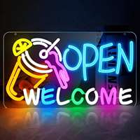 Welcome Commercial Open Sign Dimmable LED Open Neon Light for Storefront Café Retail Shop Club Bakery Window Decor Opening Gifts