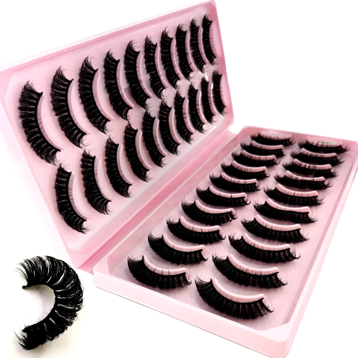 HBZGTLAD New 20 pairs of natural 3D artificial mink eyelashes soft false eyelashes crossed messy thick eyelashes extended eyelas