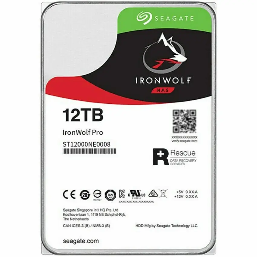 IronWolf Pro NAS HDD لسيجيت ، ST12000NE0008 ، 12 * ، دورة في الدقيقة ، ساتا ، 6 جيجابايت في الثانية ، "، جديد