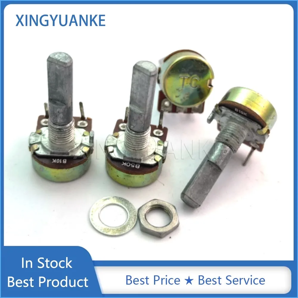 4PCS 148 Type Single Inner Bend Foot Potentiometer B10K B50K 3-Pin Half Shaft Length 25MMF
