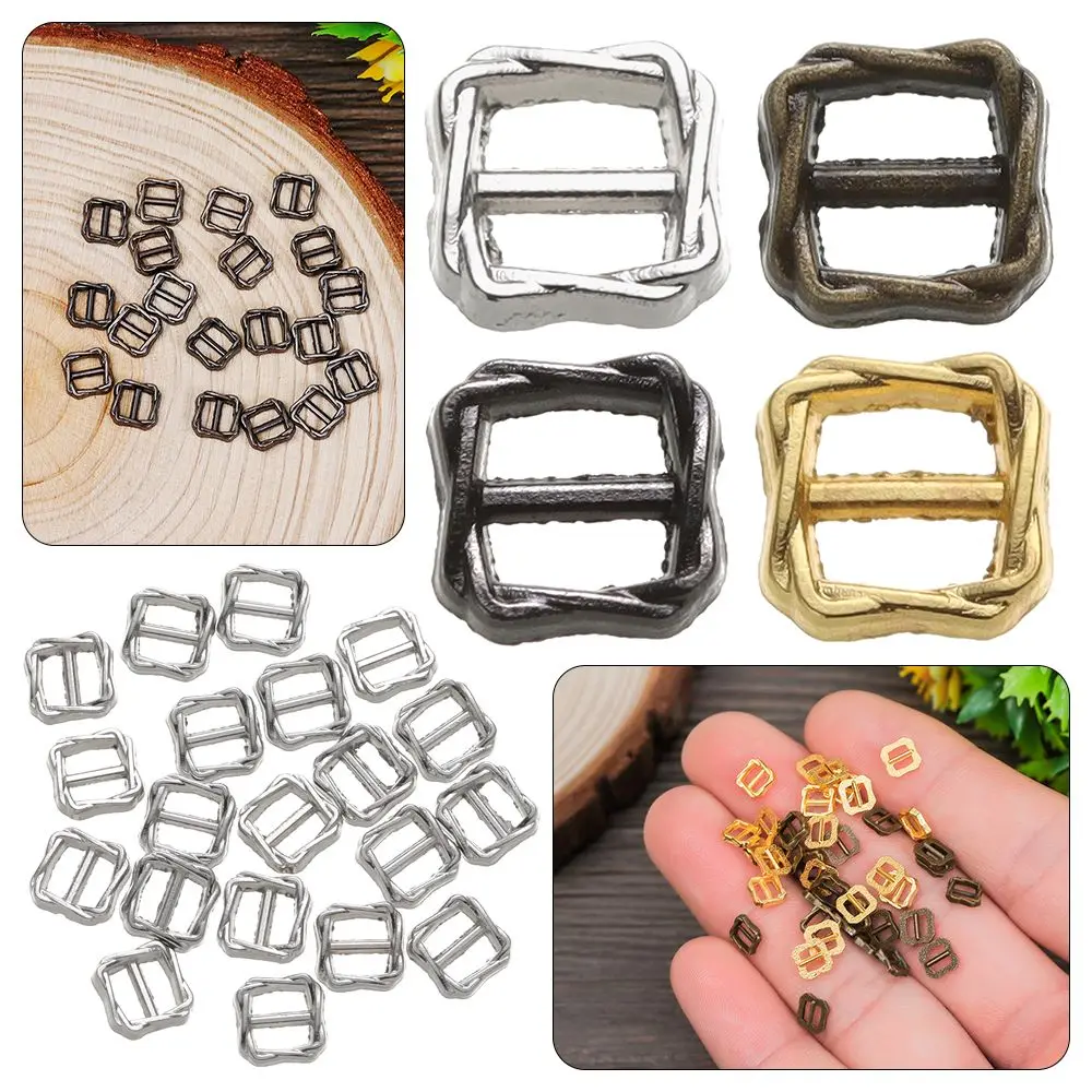 20pcs High Quality Girls  4 Colors Pattern Belt Buttons Diy Dolls Buckles  Bags Accessories Tri-glide Buckle