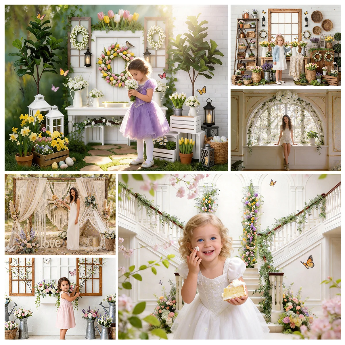 Elegant Garden Backdrop for Wedding Photography Rustic Cottage Floral Kids Baby Shower Photostudio Backgrounds Adult Portrait