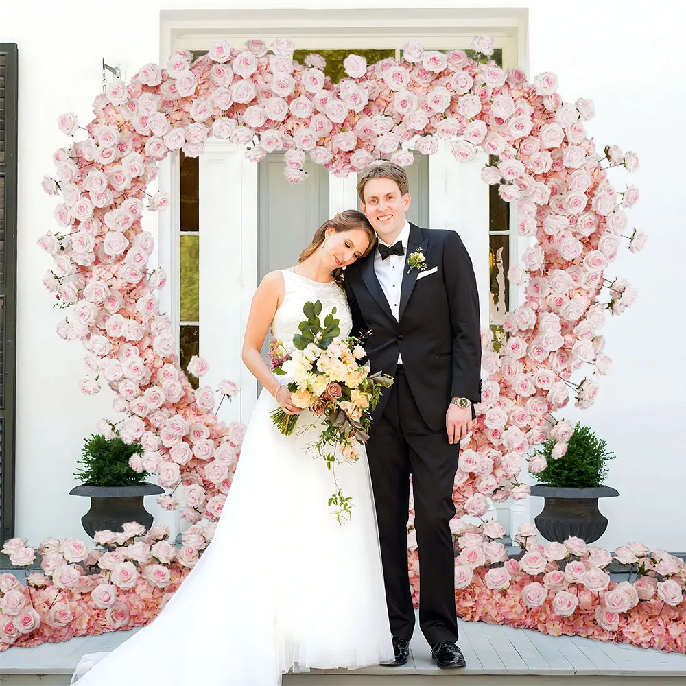 Uflower على شكل قلب إطار قوس الزفاف خلفية فاخرة تشكيلة زهور الورد الأحمر مع قاعدة القماش للمناسبات الخاصة