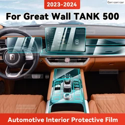 TPU For GWM WEY TANK 500 2023 2024 Transparent Protective Film Car Interior Central Control Navigation Panel Accessories Sticker