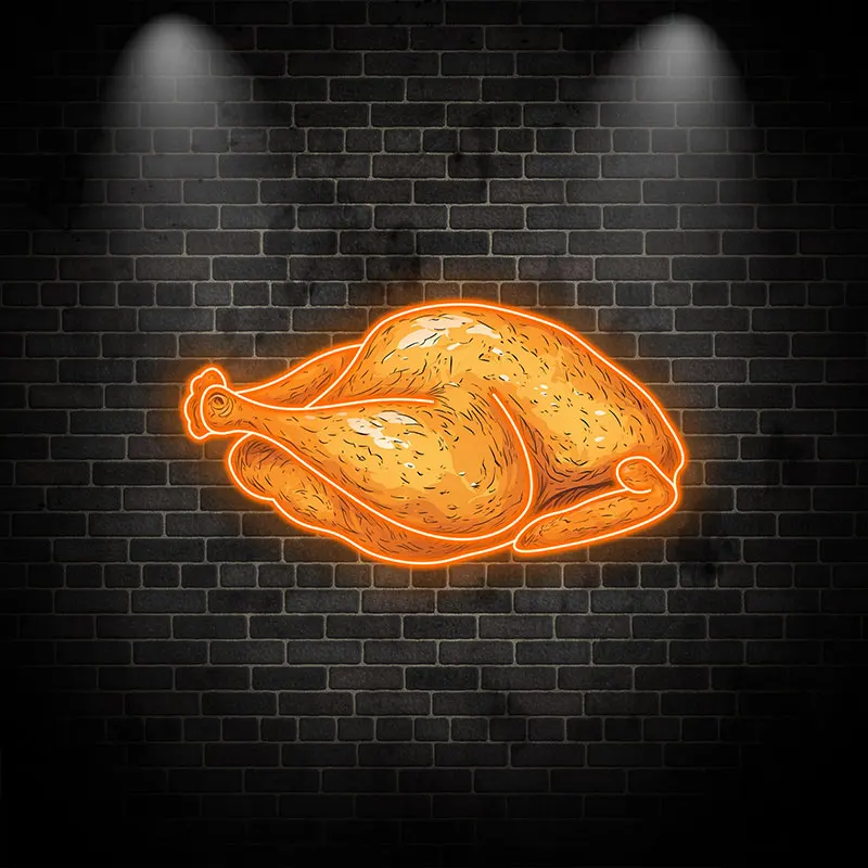 Thanksgiving Neon Roast Turkey Sign – Classic Roast Turkey in Neon Style, Adds a Playful Touch to Thanksgiving Dinner or Kitchen