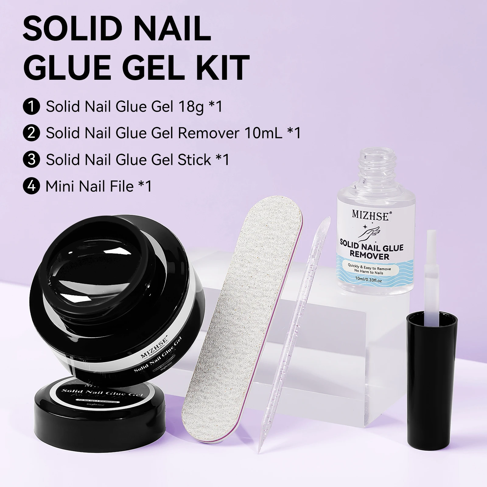 MIZHSE 18G Solid Nail Glue Gel Set Easy Stick Tips Nail Gel Clear Non Stick Hand 3D Nail Art Decoration Gel With Gel Remover