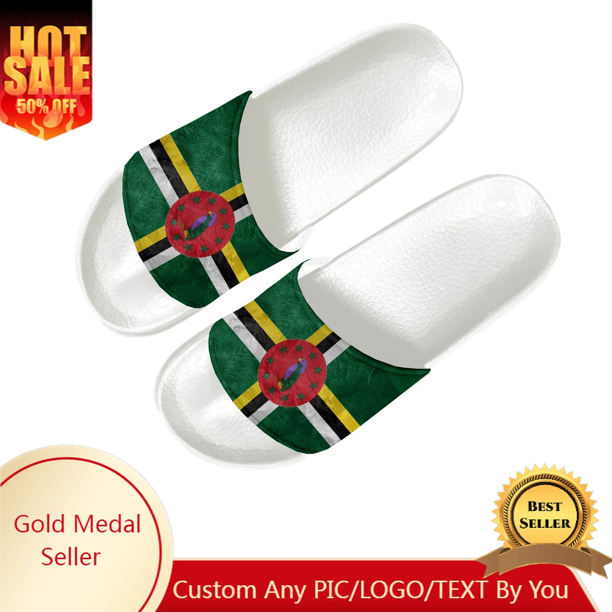 Commonwealth of Dominica Flag Slippers Home Water Shoes Men Women Teenagers Beach Pool Sandals Custom Summer Slipper