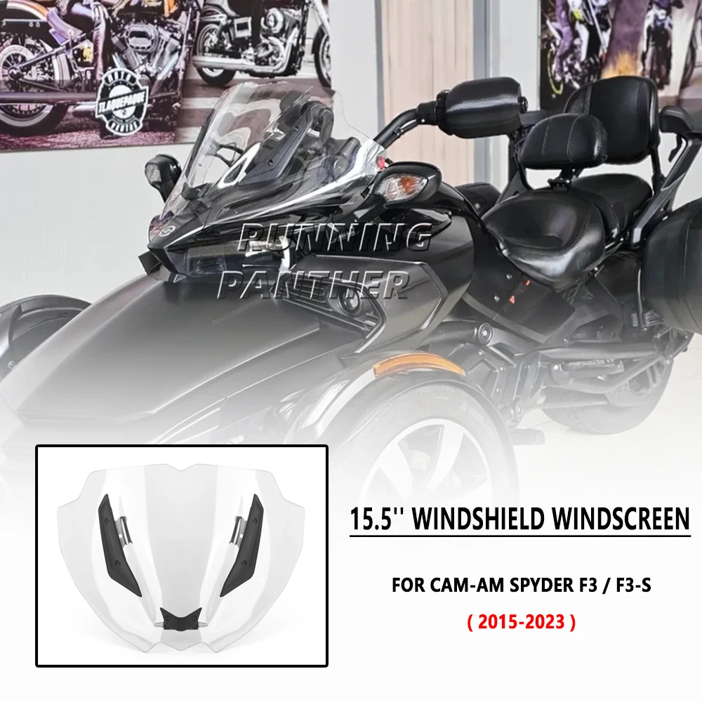 

New Motorcycle 15.5'' Windshield Windscreen Deflector Spoiler Cover Air Deflector Fit For CAM-AM Spyder F3 F3-S 2015-2025